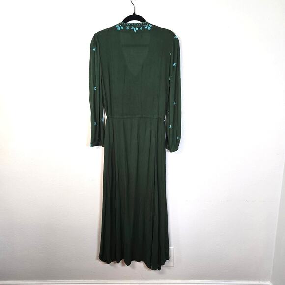 Natural Life Brae Midi Dress Womens M Forest Green Embroidered Boho Cottagecore - Picture 2 of 16